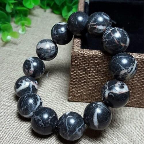 JoursNeige Natural Zebra Stone Bracelet 14mm Beads Zebra Stone Bracelets for Women Wristband Jewelry Accessories
