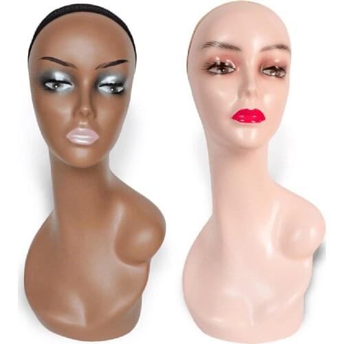 Plus Size 45cm Female Head Model Manikin Mannequin Wig Scarf Glasses Hat Cap Display Stand Women Mannequins head Foam Plastic