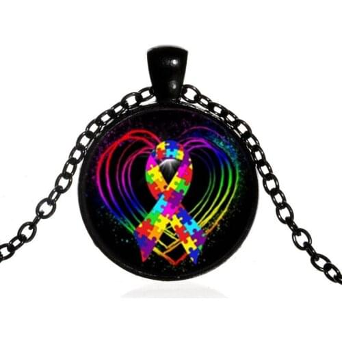 1Pcs Autism Awareness Art Photo Cabochon Glass Jewelry Fashion Necklace Jewelry for Women Gifts