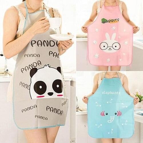1PC Women Cute Cartoon Waterproof Oil-proof Apron Kitchen Restaurant Cooking Bib Aprons Sleeveless Overalls Hanging Neck