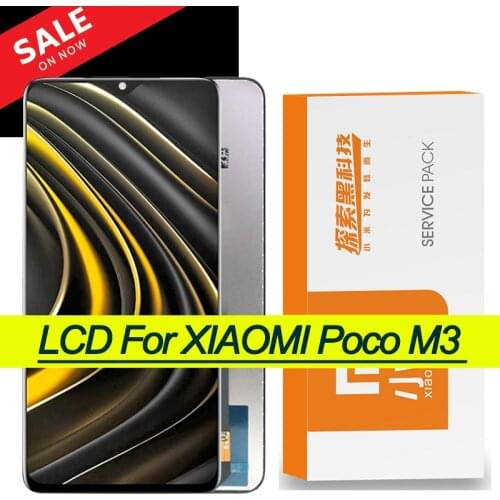 100% Original 6.53" IPS Display with frame for XiaoMi POCO M3 M2010J19CG LCD Touch Screen Digitizer Assembly Repair Parts