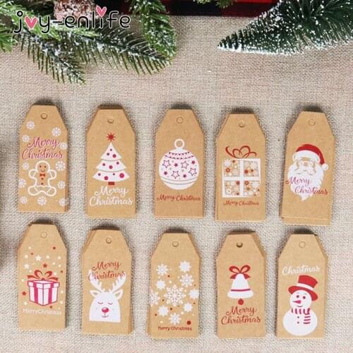 100pcs Christmas Kraft Paper Gift Tag Merry Christmas DIY Hang Tags Label Gift Wrapping Supplies New Year 2021 Kraft Paper Card