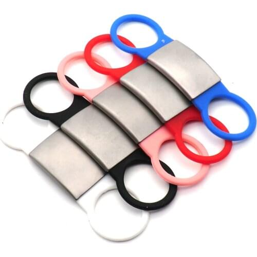 Wholesale 100Pcs Personalized Dog ID Tag Tensile Rubber Stainless Steel Tags Customized Anti-lost Tag for Small Dogs Cats Tags