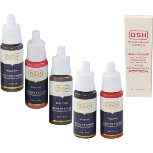15ML 5Color Semi Permanent Makeup Eyebrow Inks Lips Eye Line Color Microblading Pigment Eyebrow Tattoo Color Inks 1Set