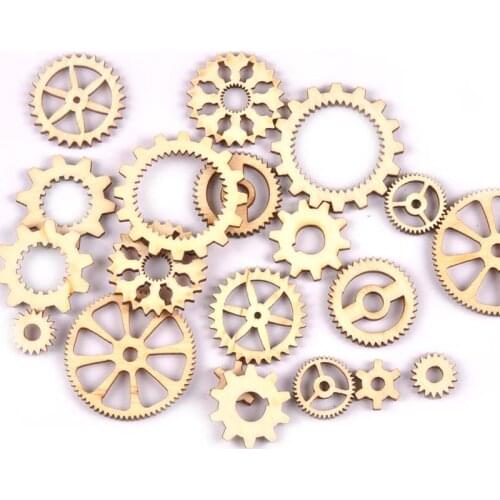 13-40mm 20Pcs Mixed Wheel Gear Wooden Carfts Embellishments For DIY Home Decoration Wood Slices Scrapbooking Handmade M1816