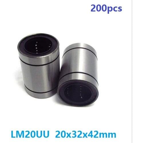 200pcs/lot LM20UU linear motion bearings linear ball bushing for CNC parts 20x32x42mm