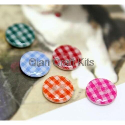 350pcs 13mm Resin Buttons mixed colors Check Pack Buttons