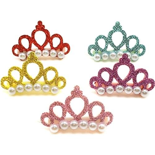 5pcs Pet Hair Clip Faux Pearl Crown Shape Dog Hair Clip Pet Hair Accessory Clothing Accessories Pet Dress Up For Party