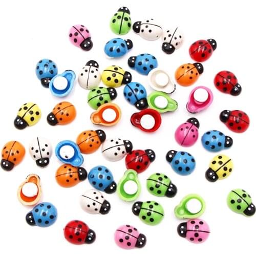 50/35/30/25pcs 4Sizes Mix Color Miniature Plastic Ladybug Craft Garden Landscape Decoration Wooden Diy And Crafts Mini Ornament