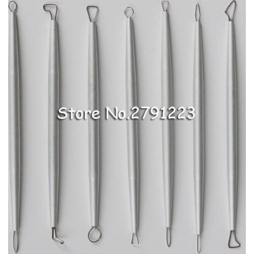 7Pcs/set Stainless Steel Aluminum Polymer Clay Tools Pottery Ceramic Sculpting Tools Carving Wire End Ribbon Tools 14 head