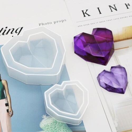 Diamond Love Heart Dessert Cake Silicone Mold Mousse Baking Pastry Decoration Handmade Crystal Epoxy Resin Cake Candy Moulds