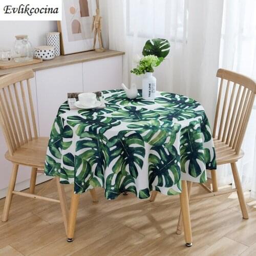 Free Shipping Green Leaves Round Tablecloth Cover Toalha De Mesa Nappe En Toile Ciree Concise Manteles Para Mesa Tafelkleed