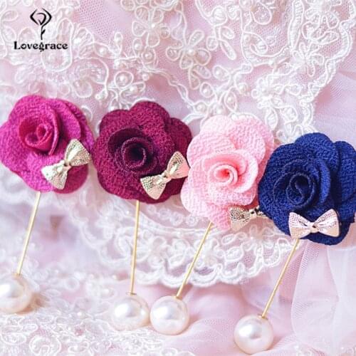 Boutonniere Men Wedding Corsage Pins Fabric Flower Corsages Blue Bridal Brooch Buttonhole Wedding Planner Corsage Flowers