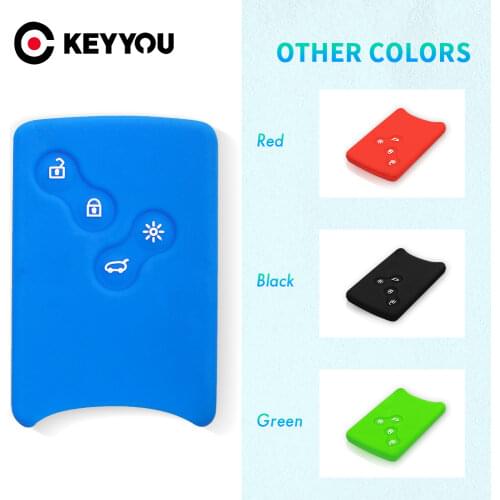 KEYYOU For Renault Clio Logan Megane 2 3 Koleos Scenic Card Key Protector Holder Car key Silicone Rubber Cover Case 4 Buttons