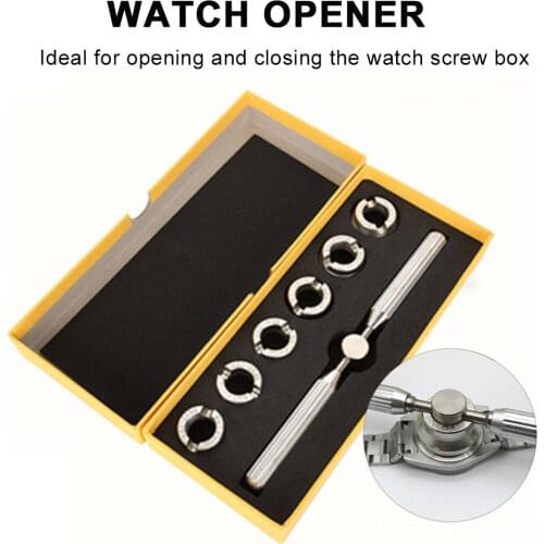 7pcs/set Portable Watch Case Opener with Wrench Dies Watches Back Cover Remover Watchmaker Repair Tools Kit for Rolex Oyster