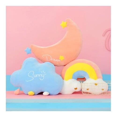 Baby Room Decor Cloud Rainbow Moon Unicorn Throe pillow Stuffed plush Girly Rainbow Pillow Sofa Cushion soft gift for girl