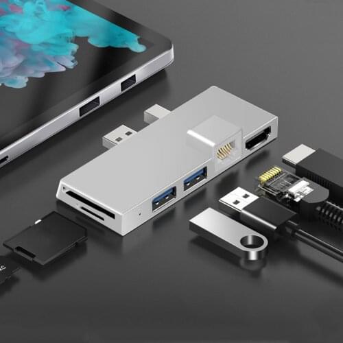 Docking Station Speed Power Adapter Docking Station Hub 4K Compatible RJ45 for Microsoft Surface Pro 5 4 3