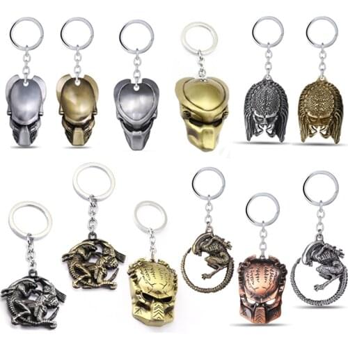 Hot Movie Alien v Predator Keychain Predator Mask Key Chains Metal Pendant Keyring Men Women Jewelry Gift llaveros Souvenir
