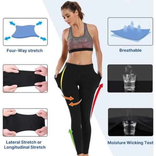 Yoga Leggings Pants with Pocket Comfy High Waist Solid Color High Stretchy Women Sports Pants -OPK