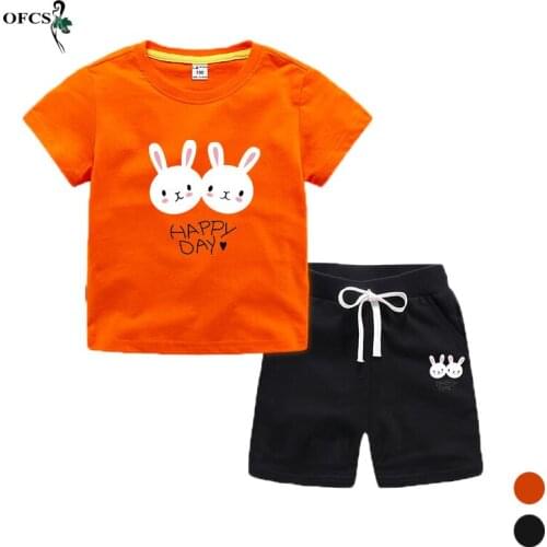 Summer Two-Piece Set Toddler Girls Clothes Outfits Kids Short Sleeve Cotton T-Shirt+Sports Shorts For Boys 2-12 Years Tracksuit