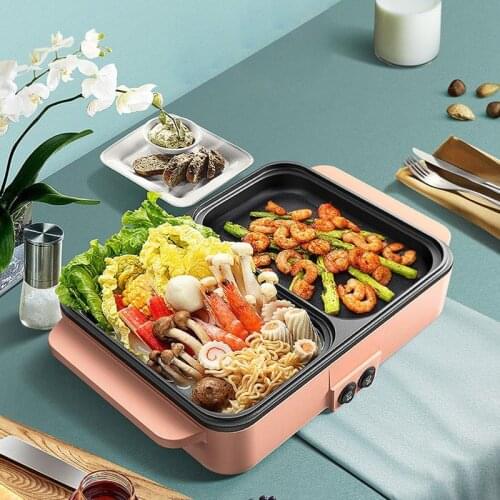 Mini Dorm Hot Pot Barbecue Grill Roast One Pot Multi-function Household Small Electric Baking Pan Boiling Dual-use Barbecue