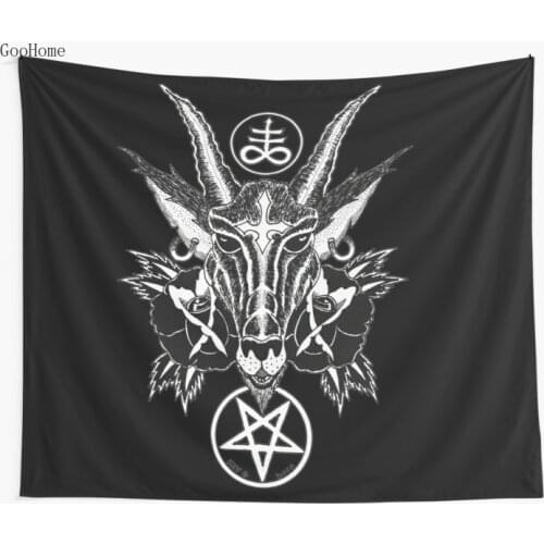Baphoment and Satanic Symbols Wall Tapestry Cover Beach Towel Throw Blanket Picnic Yoga Mat Home Decoration