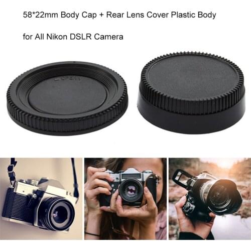 New High Quality Professional 58*22mm Camera Plastic Black Body Cover + Rear Lens Caps Cover for All Nikon DSLR Camera