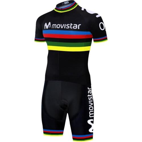 2020 new rainbow movistar jersey one piece cycling skinsuit men bicycle jumpsuit triathlon suit 20D gel pad quick dry bike wear