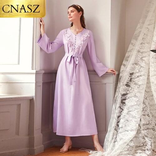 New Fashion Dress For Ladies Floral Long-Sleeved Long Dress Womens Clothing Middle East Turkey Indonesia Robe Abaya Dress