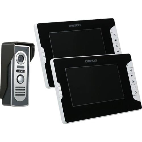 OWSOO 7 Inch Video Door Phone Doorbell Intercom Kit 2 Indoor Monitor 1 Outdoor Camera Night Vision Hands-free Call Electric Lock