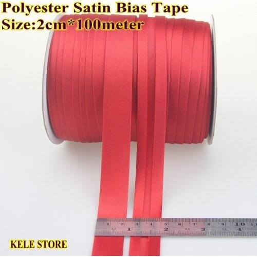Free shipping Polyester Satin Bias Binding Tape,size: 20mm,2cm,3/4",$12 for 100m DIY hand sewing garment item accessories Red