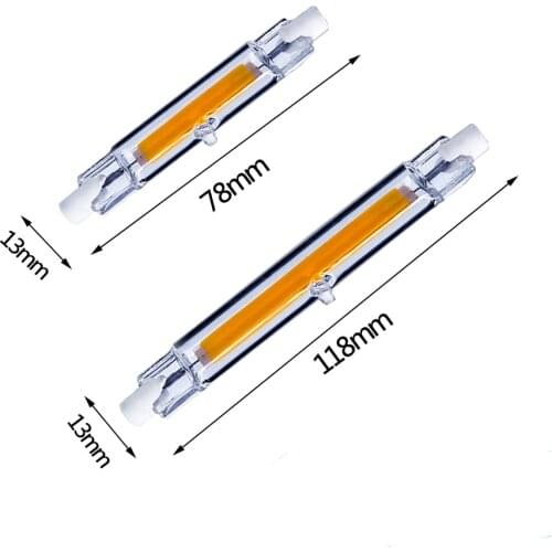 R7S LED 118mm 78mm 50W 40W 30W 20W 15W Dimmable COB Lamp Bulb Glass TubeReplace Halogen Lamp Light AC85~265V R7S LED Spot light