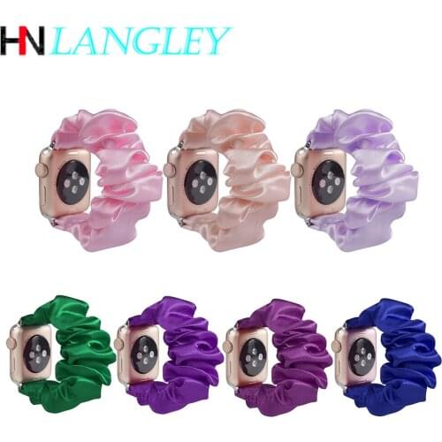 Elastic Scrunchie Silk WatchBand for Apple Watch Bands 38mm 42mm 40mm 44mm Series 5/4/3/2/1 Smooth Silk Bracelet for IWatch Band