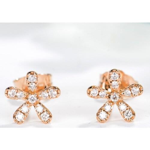 Rose gold color Dazzling Daisy Stud Earrings With Clear CZ Jewelry ANNIVERSARY jewelry,fashion women flower earrings jewelry