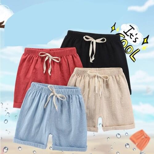2021 Teenage Shorts Boy Girl 2 4 6 8 10 12 Y Linen Blue Black Short Pants Kids Boys Cotton Sport Beach Shorts Children Clothing