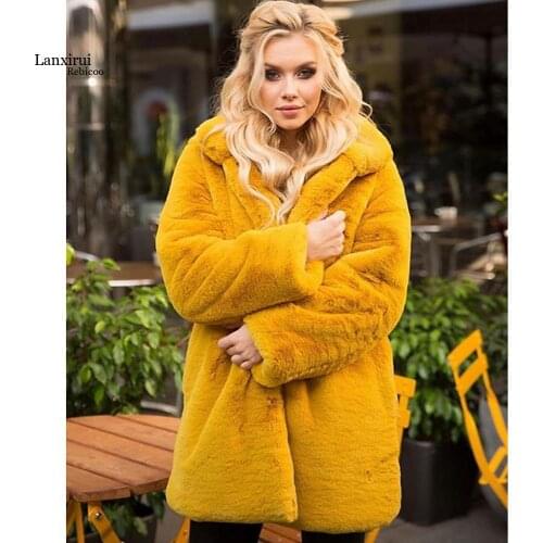 Mink Coats Women Winter Top Fashion Pink FAUX Fur Coat Elegant Thick Warm Outerwear Fake Fur Jacket Chaquetas Mujer