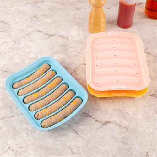 6 Grids Silicone DIY Sausage Maker Hamburger Hot Dog Making Mold Kitchen Reusable Gadget Baby Food Cooking Baking Accessories