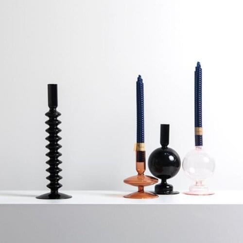 Glass Candle Holders Home Decor Candlestick Holders Small Vase European Decor Home Decoration Accessories Wedding Decoration