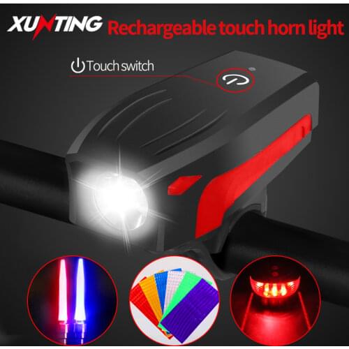 Xunting Bicycle Light USB LED Rechargeable Mountain Cycle Front Back Headlight Lamp Flashlight Cycling Equipment