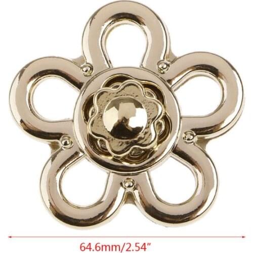 Flower Shape Clasp Turn Lock Twist Locks Metal Hardware For DIY Handbag Shoulder Crossbody Bag Purse E56C
