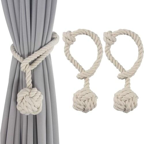 Handmade Cotton Rope Curtain Tiebacks Rope Knot Ball Decorative Tie Backs Holdbacks Home Accessories Curtains