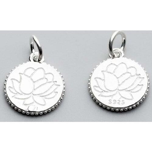 925 Sterling Silver Lotus/Sunflower Dangle Round Charms Pendant fit Women Bracelets DIY Jewelry Making Findings For Mom Gift