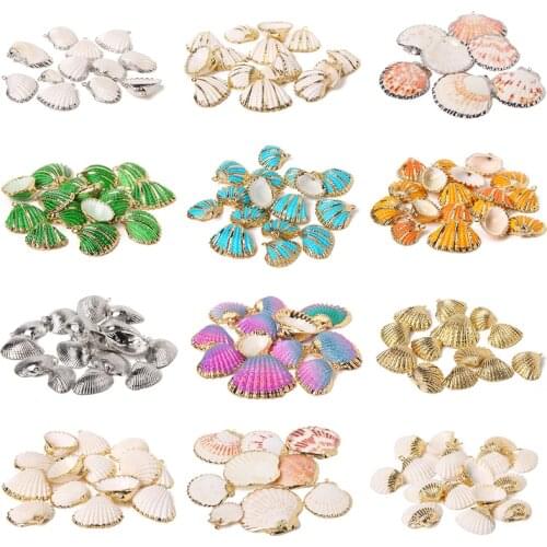 10Pcs Natural Shell Pendant Gold Sliver Color Metal Charm Handmade For Necklace Bracelet Earrings Boho Beach Jewelry Wholesale
