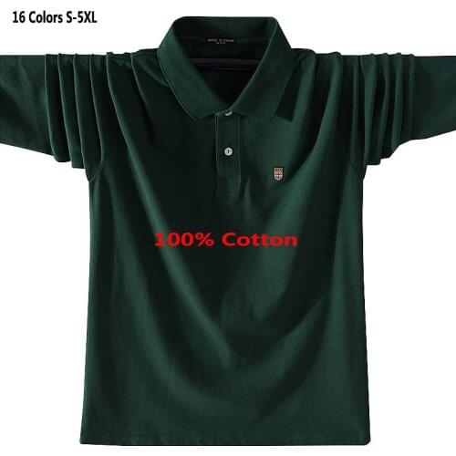 100% Cotton High Quality Spring Autumn Mens Long sleeve Polos shirts Casual Lapel Male Clothing Tops Fashion Polos Hommes S-5XL