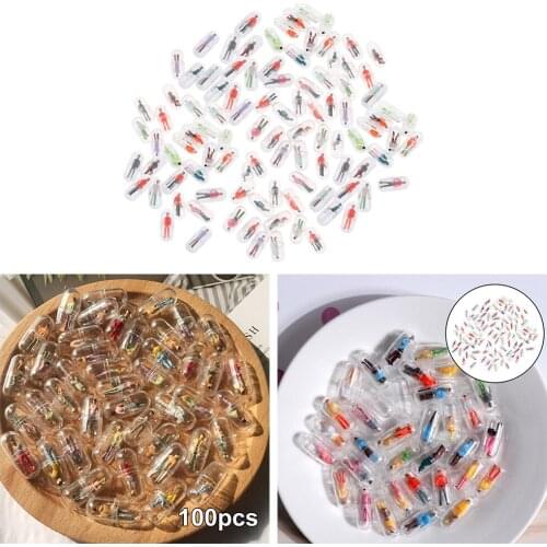 100pcs/Set Transparent Capsule Shell Plastic DIY Accessories Plastic Pill Container Medicine Cases Bottle Splitters Figurines