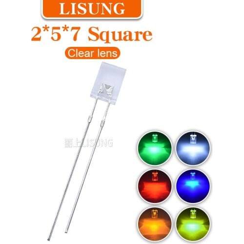 1000pcs/Bag 257 Square Led 2*5*7mm Light-emitting Diode Water Clear White Red Green Blue Yellow Electronic Indicator Light