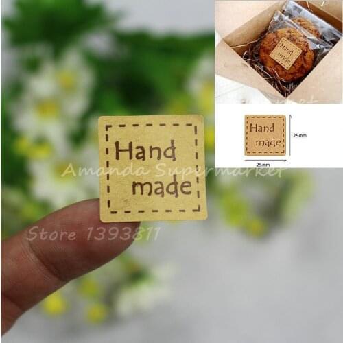 2000pcs/lot 25*25mm Handmade Sticker Vintage Stickers Kraft Label Sticker DIY Hand Made For Gift Cake Baking Sealing Sticker