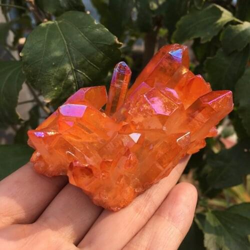 80g orang Aura Quartz Crystal VUG Titanium Bismuth Silicon Cluster Rainbow