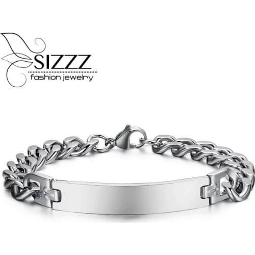 Free engraving 316l stainless steel bracelet & bangle for men ID bracelets jewelry never rust