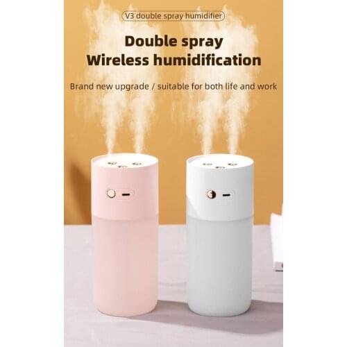 2 Nozzles Wireless Air Humidifier Portable Aroma Diffuser 2000mAh Battery Rechargeable Nightlight Essential Oil Humidificador